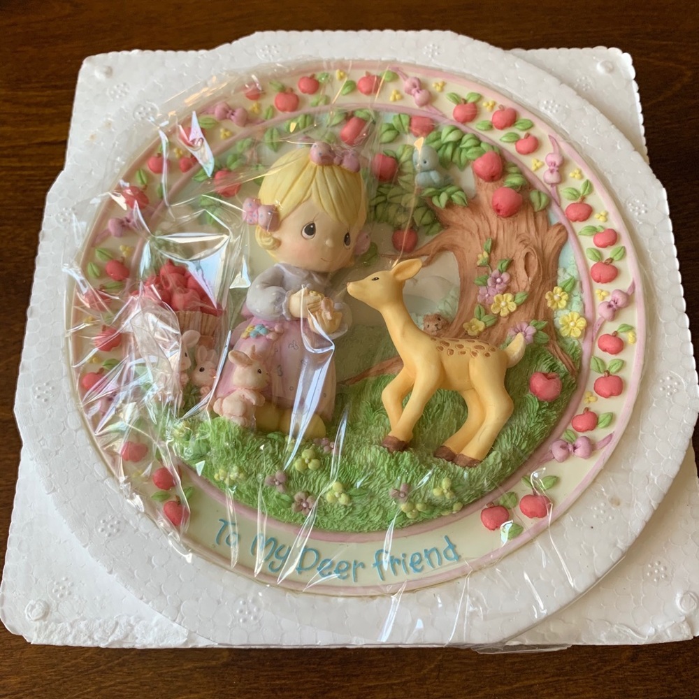 New Precious Moments Girl Deer with Plate